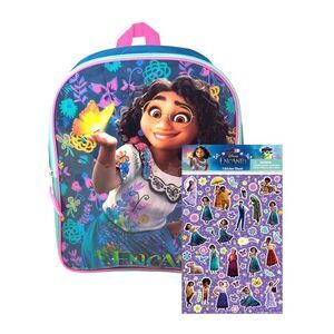 Encanto 15" Backpack Mirabel Madrigal w/ Disney 3D Raised Stickers Bruno Set